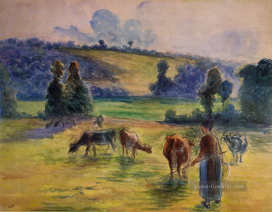 Studie für Kuhhirte bei eragny 1884 Camille Pissarro Ölgemälde